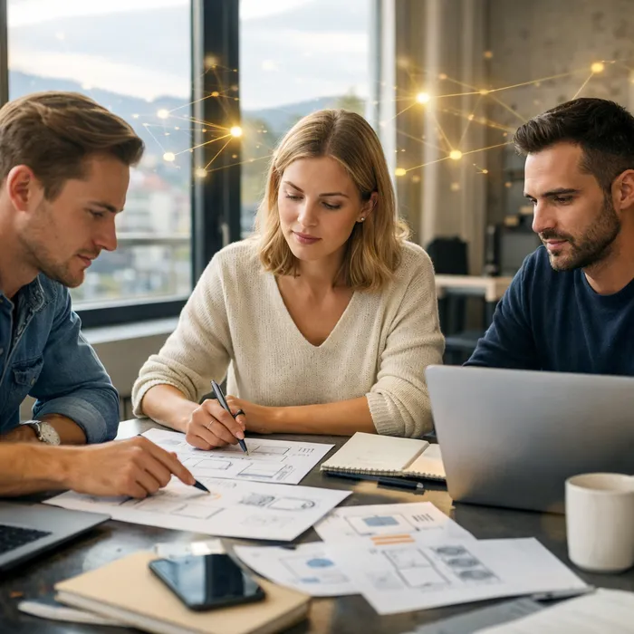 abstract gold network representing startup idea validation and market signals